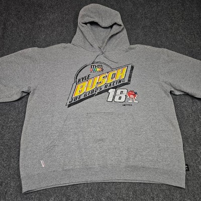 Kyle Busch Hoodie XL 2XL Gray Chase Authentics NASCAR 18 M&Ms