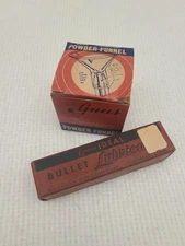 NIB Vintage Lyman IDEAL Bullet Lubricant NOS & GUNS Transparent Powder Funnel