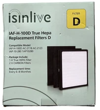 Isinlive Replacement Filter D True Hepa IAF-H-100D  1`True Hepa 2 Carbon Filters