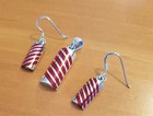 NEW STERLING SILVER 925 BOLD RED ENAMEL STRIPE SMALL PENDANT & DROP EARRING SET — photo 1