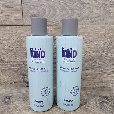 2 Pack Gillette 6.7 Oz Planet Kind Cucumber & Vitamin E Refreshing Face Wash