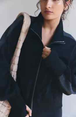 Free People FP Movement High Jump Full Zip-Up Black Track Jacket sz S NWT $98