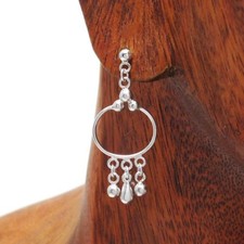 925 Sterling Silver Lovely Dangling Hoop Post Stud Earrings