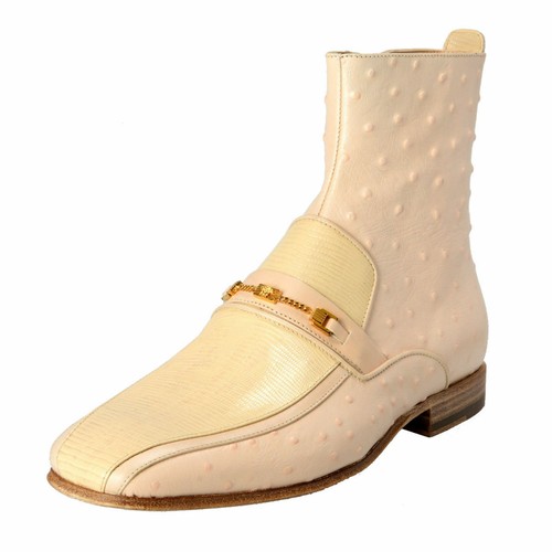 VERSACE Uomo Beige Pelle di Struzzo SCARPE STIVALETTI IN PELLE SZ 6 8 9 10  12 13 | eBay