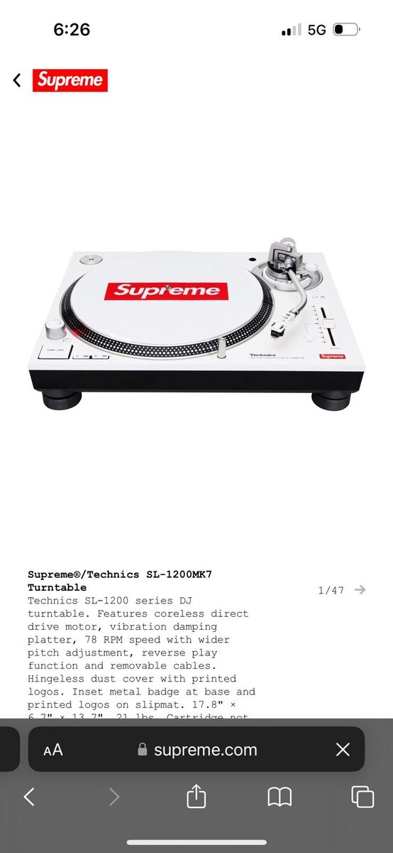 Supreme Technics SL-1200mk7 Turntable SET of 2 | eBay Supreme Technics SL-1200mk7 Turntable SET of 2 | eBay