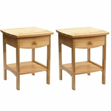 Winsome Wood Curved Nightstand Claire/Accent Table Natural (Set of 2)