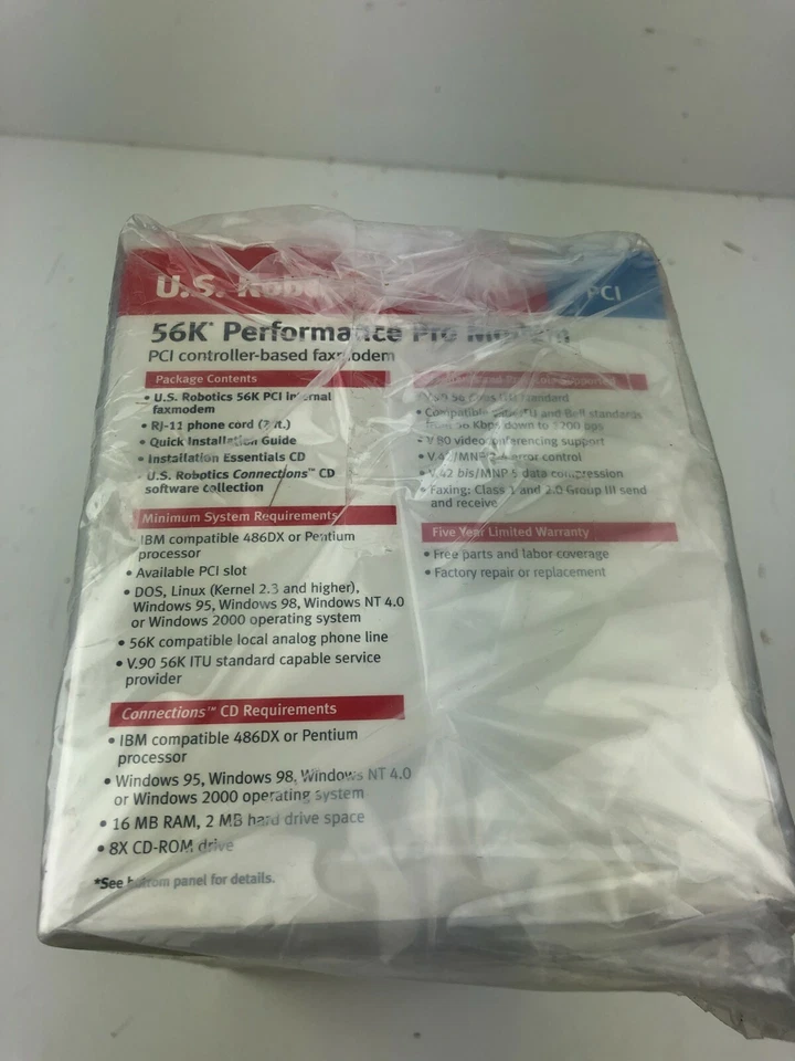 US Robotics 33K Fax Modem PCI Model No. 3CP5610A New Sealed - Image 2 of 2