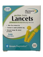 Pharmacist Choice Ultra Thin Sterile Lancets - 33G - 100 count - Exp 01/27