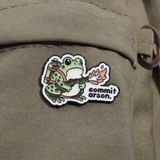 Commit Arson Frog Enamel Pin- Flamethrower Fire Funny People Over Property