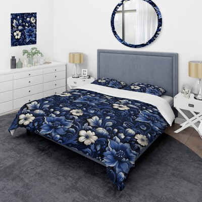 Designart ''Cobalt Blue Neo Gothic Victorian Pattern'' Cottage