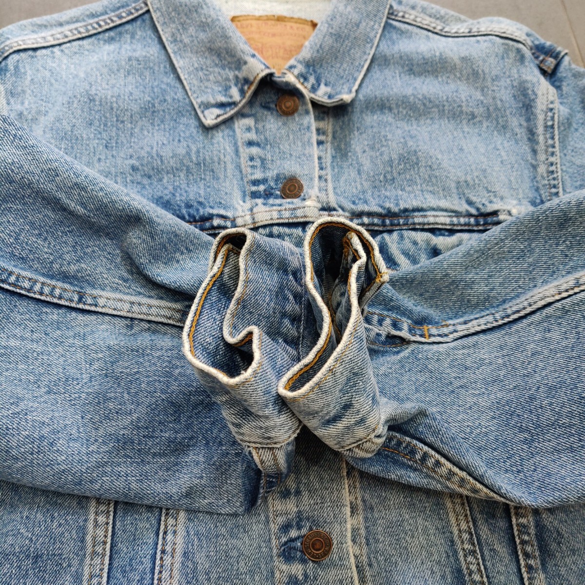 Vintage 70s Levis Type 3 III Light Blue Denim Trucker Jean Vintage 70s Levis Type 3 III Light Blue Denim Trucker Jean