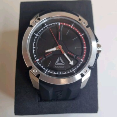 Reebok schwarz & silber kompakte Herren-Armbanduhr RD-COM-G2-S1IB-BR neuer alter Lagerbestand