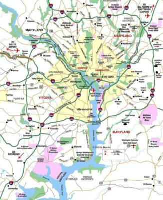WASHINGTON DC MAP GLOSSY POSTER PICTURE PHOTO BANNER PRINT road city area 5872