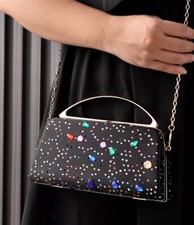 Elegant Evening Bag with Rhinestones Chain Handbag for Parties and Weddings