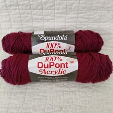 2 New Spundola DuPont Burgundy Red 615 Medium Weight 4 Yarn 85g 3oz Skeins Vtg