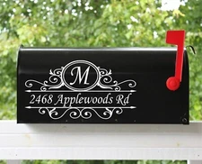 Set of 2- 11"x5.75" Custom Mailbox Decals Sticker Initial & Street Many Fonts 05