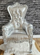 Kindersessel Silber Sessel  Thron Barocksessel  Holz