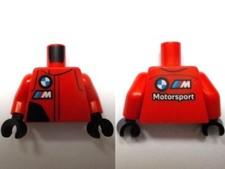 LEGO 973pb5570c02 Torso Racing Suit with Black Panel, BMW Motorsport Logo, White
