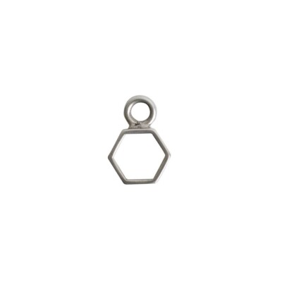 Open Hexagon Pendant Charm in Antique Silver by Nunn Design, Jewelry Supplies