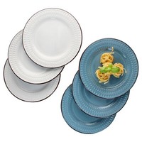 6X Rome Blau & Weiß Speiseteller Ø27,5Cm Steingut Rauten 6 Personen Essteller