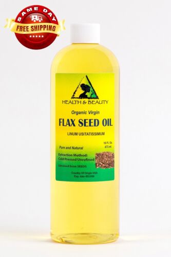 FLAX SEED OIL ORGANIC CARRIER VIRGIN PURE COLD PRESSED 16 OZ - 第 1/12 張圖片
