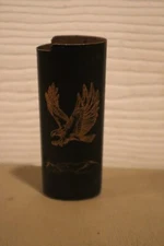 Vintage Cigarette Lighter Cover Taiwan Case Cloisonne Black  & Gold Eagle