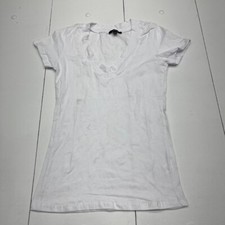 Ambiance White V-Neck Short Sleeve T-Shirt Women's Size Large