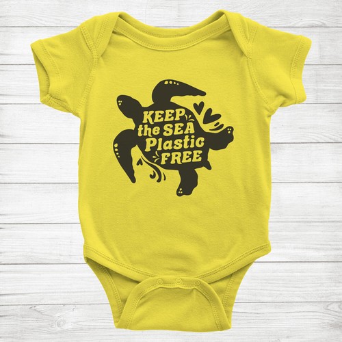 Keep the Sea Plastic Free Turtle Earth Day Environment gift Baby Bodysuit Romper - Picture 13 of 15