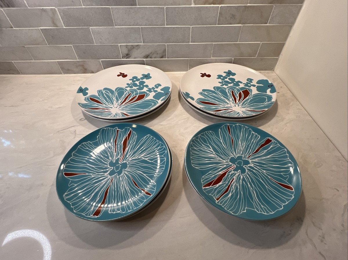 Ikea 15199 Bullra Set Of 8 Floral Plates- 4 Dinner Plates & 4 Ikea 15199 Bullra Set Of 8 Floral Plates- 4 Dinner Plates & 4