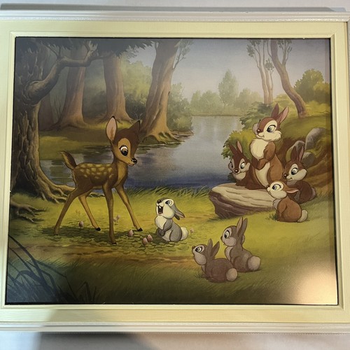 Vintage Disney Forest Secrets & Bambi Meets Friends Bambi Framed Art 20 x24 READ - Picture 10 of 11