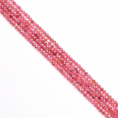 Natural Pink Tourmaline Gemstone Round Micro Faceted Beads 2.5 mm Strand 12.5" - Picture 2 of 2