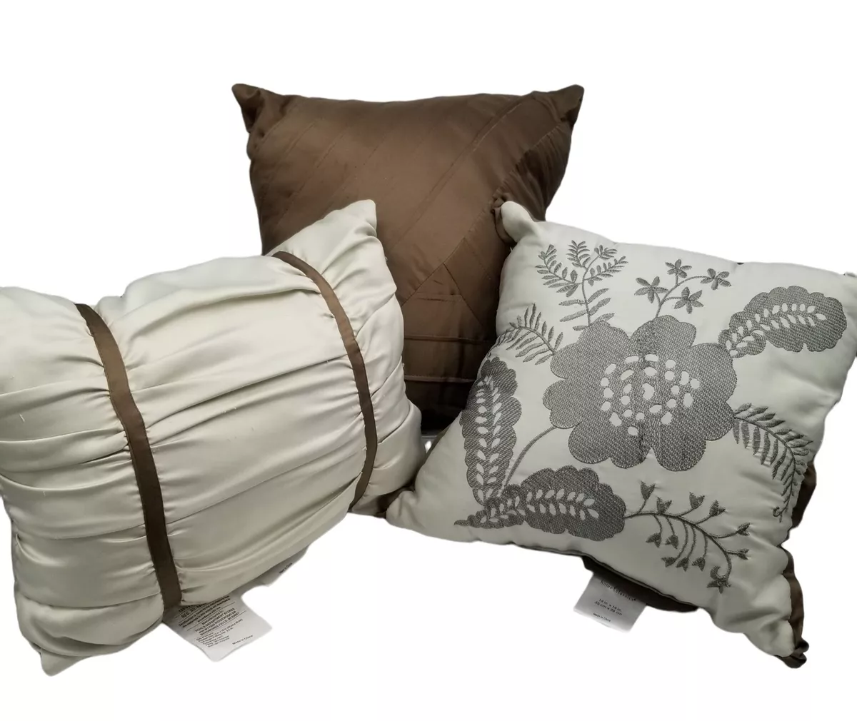 Home Classics Pillows Decorative Accent Brown Beige Silver Set of