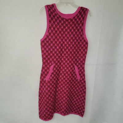 #ad Aqua Pink Burgundy Diamond Knit Sleeveless Dress M Mini A Line Bloggers Favorite $19.94