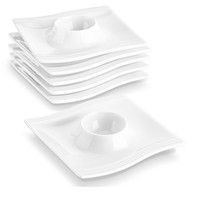 Eierbecher 6Er Set Porzellan Eierhalter Stapelbar Quadratisch Weiß