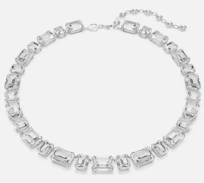 SWAROVSKI Millenia Tennis Necklace, Octagon Cut, White, Rhodium Plated