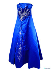 Tiffany Designs Royal Blue Strapless Gown with Beaded Silver Gold Sz small