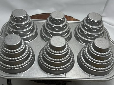 Nordic Ware Tiered Cakelet Pan 6 cups 1.4 L Cast Aluminum Made In USA Baking