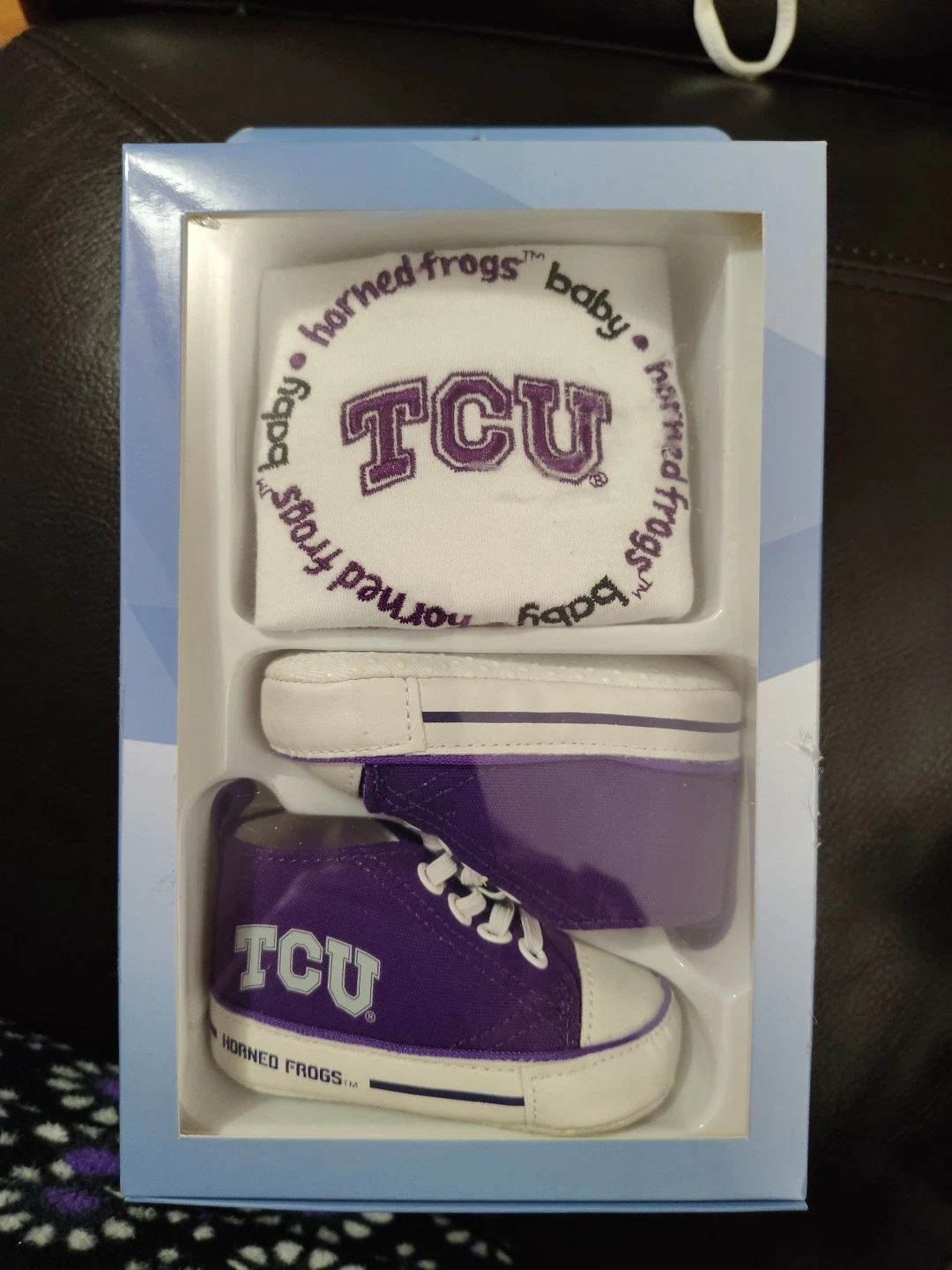 Rare TCU Baby Fanatic Bib & Pre-Walkers Set 0-6 Months Baby Shoes