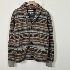 Schott Bros. Fair Isle Wool Blend Cardigan Shawl Collar Sweater Men's M