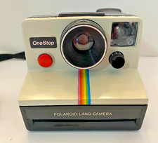 Vintage Polaroid One Step Instant Land Camera with Strap Rainbow Stripe Untested