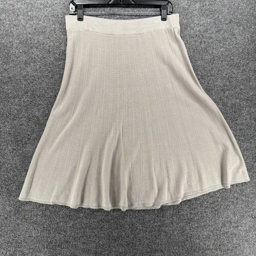 PURE Collection Skirt Womens M Silk Gray High Rise A-Line Knit Minimalist Luxury