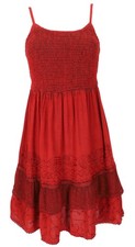 Besticktes indisches Boho Kleid, Sommerkleid, Minikleid hippie chic - rot
