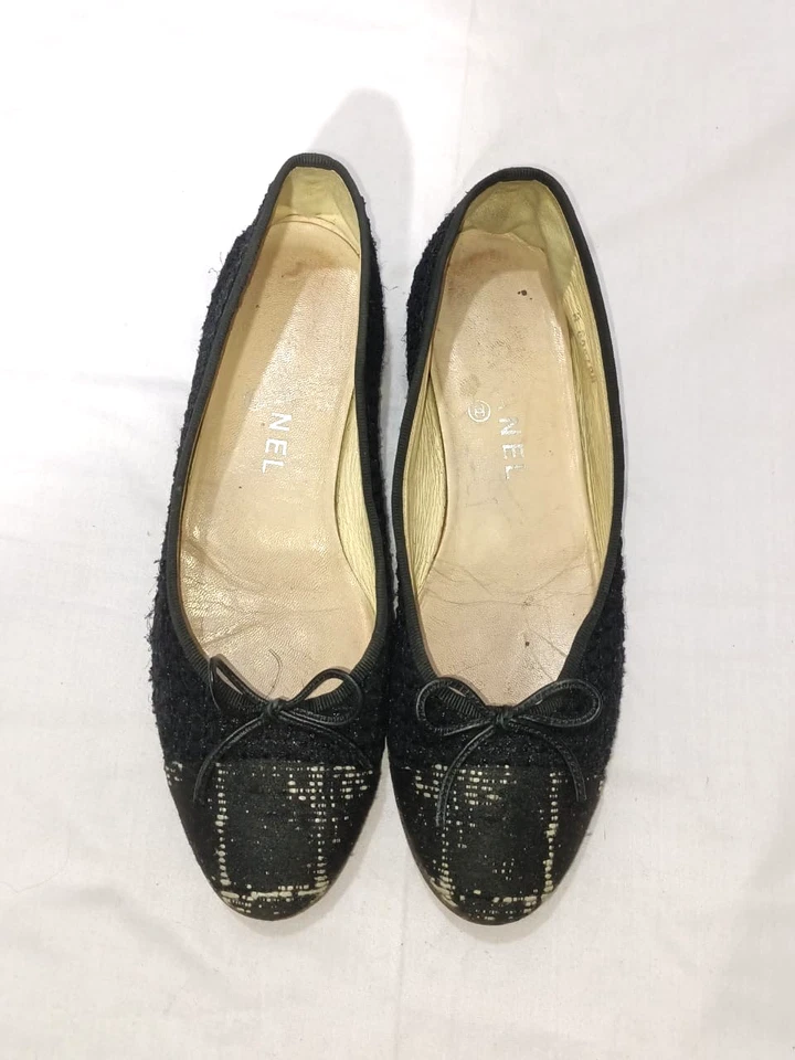 Zapatos de salón Chanel planos de lana negros talla, EU39.5, US8.5, Foto 3 de 4