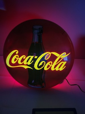 1995 Coca Cola 12 Inch Round Red Sign And Telephone tested