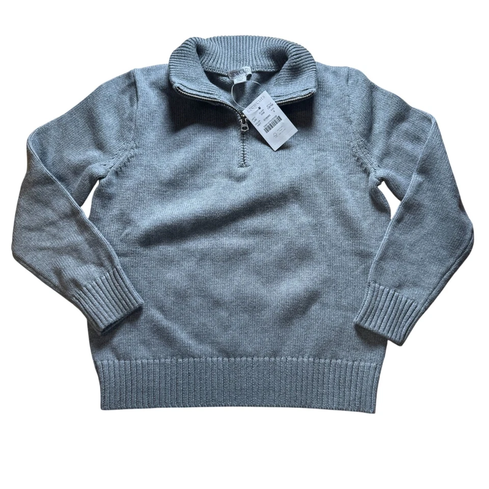 J. Suéter Crew Heritage Algodón Media Cremallera Niños Talla Pequeña en Gris ¡Nuevo Con Etiquetas! Foto 2 de 4