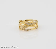 Organic Stacking Wide Band Nature Inspired Floral Band Sterling Silver 925