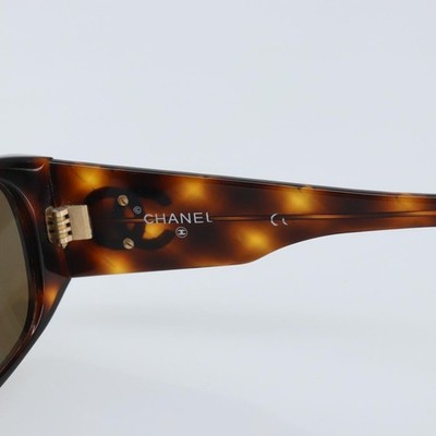 CHANEL COCO Mark Sunglasses plastic Brown 01450 91235 CC Auth