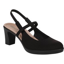 LifeStride Women's Evoke Block Heel Slingback Pumps Black Size 9 W