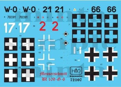 Had Models 72107 1/72 Decal For Bf 109 G-6 Accessories For Aircraft
