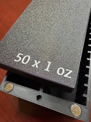 3DP Black Storage Box for 50x 1oz Silver Bars   Fits Airtight Capsules